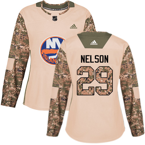 Adidas Islanders #29 Brock Nelson Camo Authentic Veterans Day Women's Stitched NHL Jersey